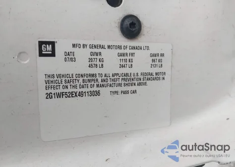 2004 Chevrolet Impala из США, поврежденный, VIN 2G1WF52EX49113036